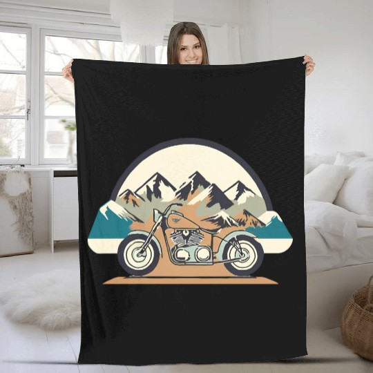 Motorcycle | Mountain background | Pastel Stick Fleece Blankets