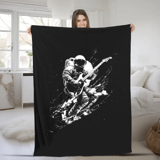 Deep Space Astro Rocker - Astronaut playing Fleece Blankets