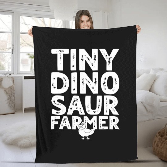 Dino Funny Dinosaur Farmer - Tiny Dinosaur farmer Fleece Blankets