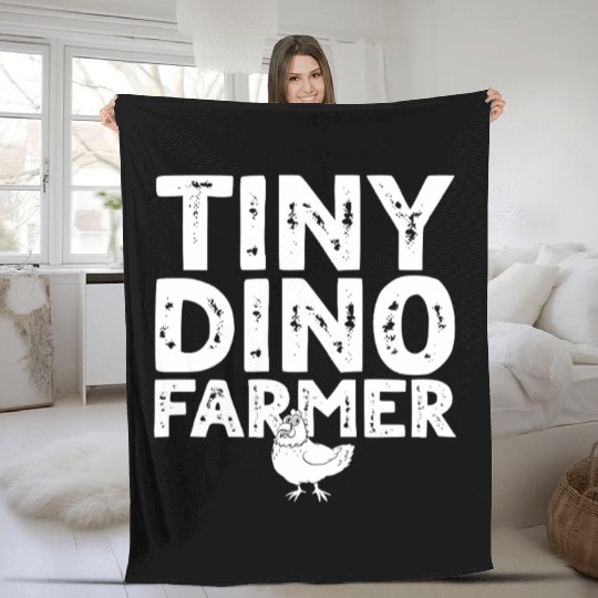 Dino Funny Dinosaur Farmer - Tiny dino farmer Fleece Blankets