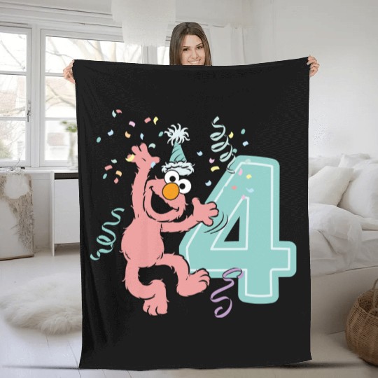 Sesame Street Birthday Design With Elmo 4 Years Fleece Blankets