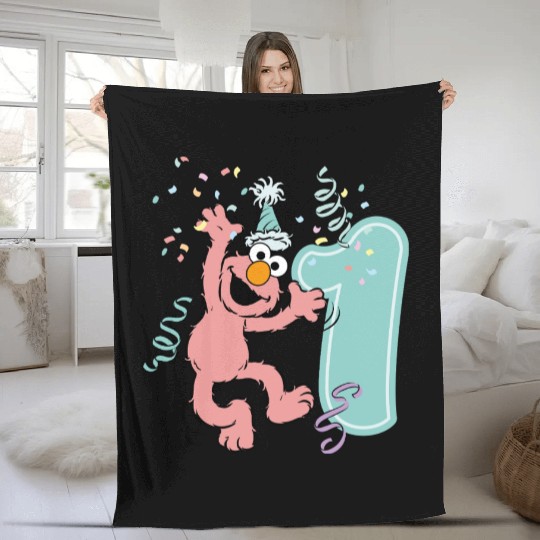 Sesame Street Birthday Design With Elmo One Year Fleece Blankets