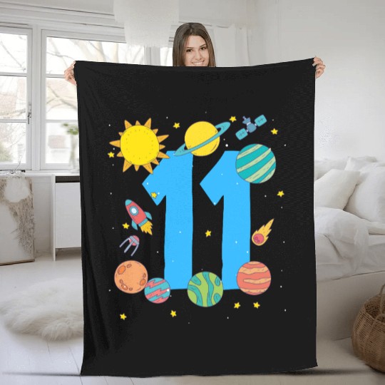 Space Adventure Number 11 Birthday Cosmos Fleece Blankets