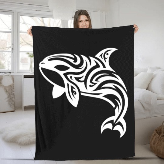 Eleganter Orca T Tattoo Style Fleece Blankets