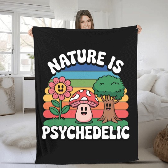 Nature Is Psychedelic Fleece Blankets