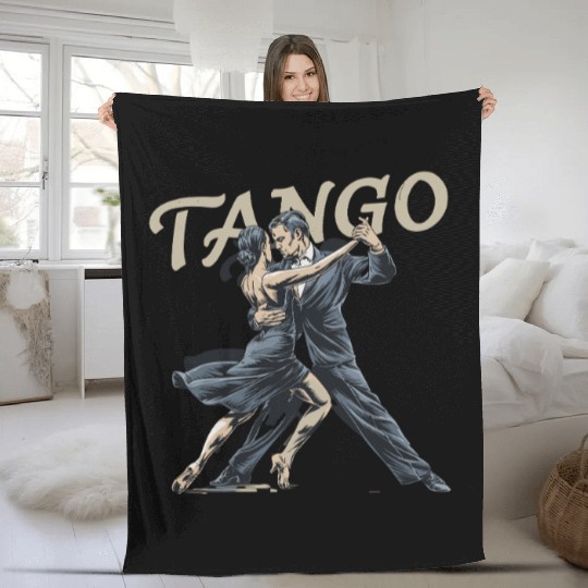 Elegant Tango Dance Passionate Couple Embrace Art Fleece Blankets