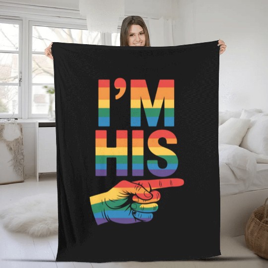 I'm His Gay Couple Matching LGBTQ Pride Fleece Blankets