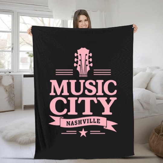 Music City Nashville Guitar Tennessee Fleece Blankets
