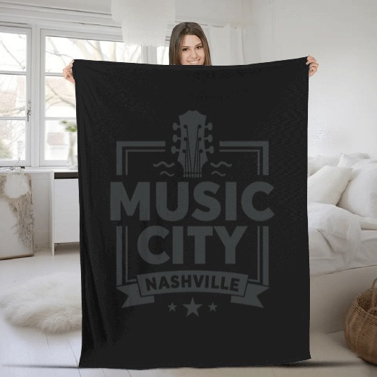 Music City Nashville Guitar Tennessee Fleece Blankets