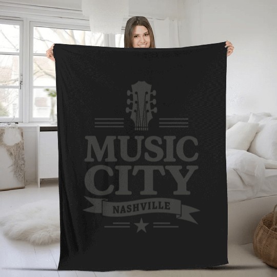 Music City Nashville Guitar Tennessee Fleece Blankets