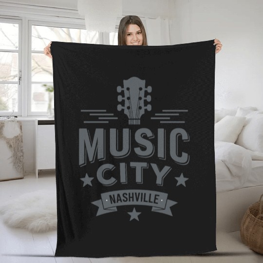 Music City Nashville Guitar Tennessee Fleece Blankets