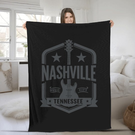 Nashville Music City Guitar Tennessee Fleece Blankets
