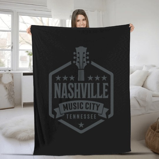Nashville Music City Guitar Tennessee Fleece Blankets