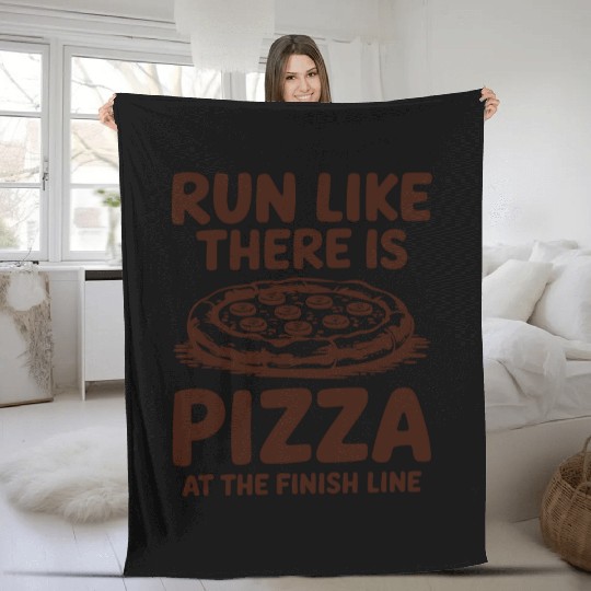 Run Like There Is Pizza Marathon Runner Finish Fleece Blankets