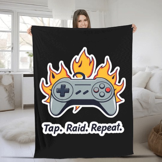 Tap. Raid. Repeat. – Retro Gamer Controller On Fir Fleece Blankets