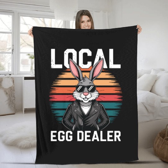 Retro Local Egg Dealer Easter Bunny Easter Sunday Fleece Blankets