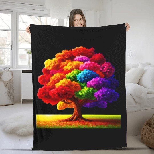 Rainbow colours Spectrum Tree Fleece Blankets