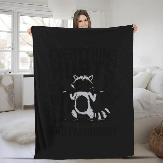 Fitness Gym Sport Weightlifting Everything Hurts Fleece Blankets