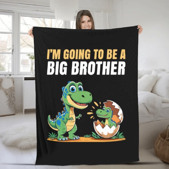 Kids I'm Going To Be A Big Brother Dinosaur Fleece Blankets