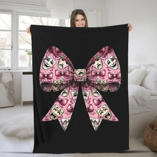 Coquette Bow Theatre Mask Pattern Drama Comedy Fleece Blankets