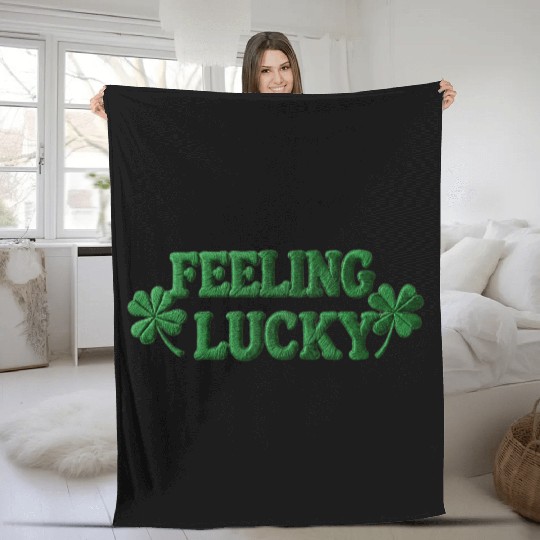Feeling Lucky Shamrocks Clover Fleece Blankets