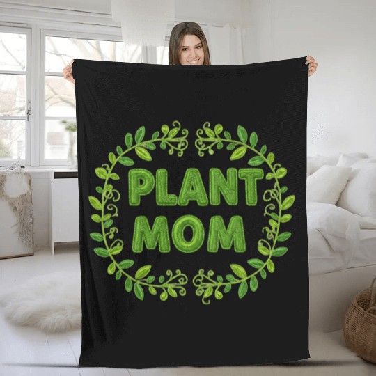 Plant Mom Floral Wreath Design Fleece Blankets