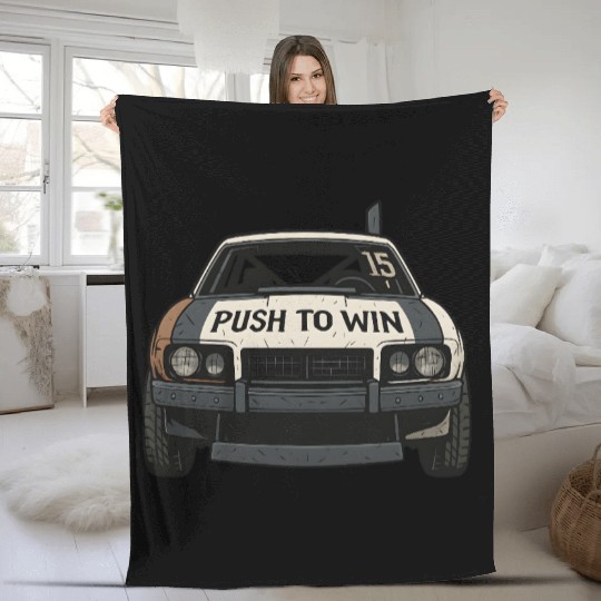 Push to Win Demolition Derby Design Wreck Racing Fleece Blankets