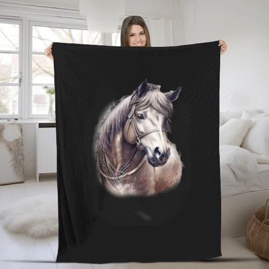The wild horse Fleece Blankets