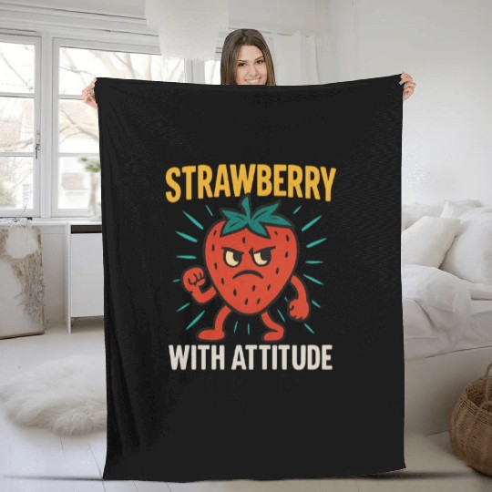 Strawberry With Attitude Bold & Juicy Street Style Fleece Blankets
