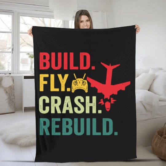 Build fly crash rebuild for RC aieplane pilot flye Fleece Blankets