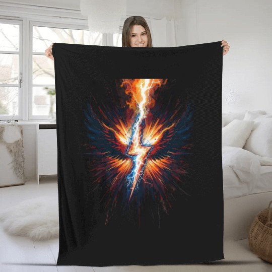 Electric Phoenix Lightning in Bloom Fleece Blankets