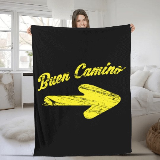 Way of St. James buen camino yellow arrow Fleece Blankets