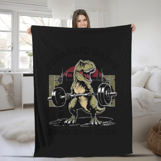 Dino Gym Club Fleece Blankets