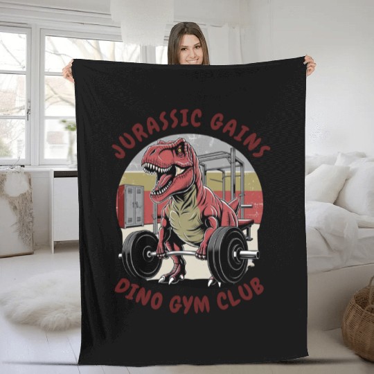 Dino Gym Club Fleece Blankets