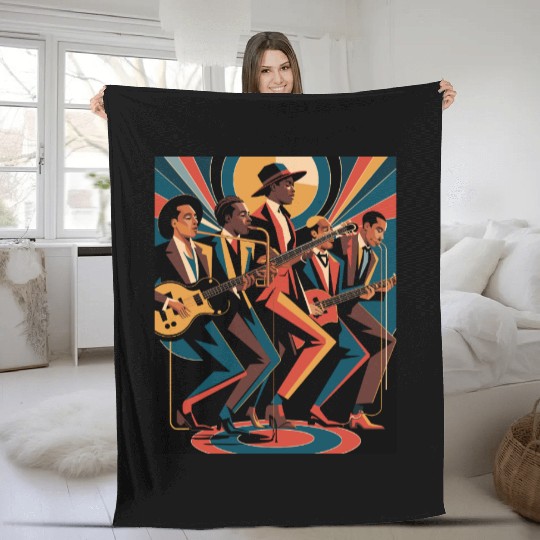 New Orleans Jazz Band art – Elegant New Orleans Ja Fleece Blankets