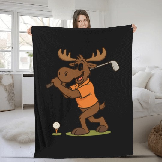 Happy Moose Golf Fleece Blankets