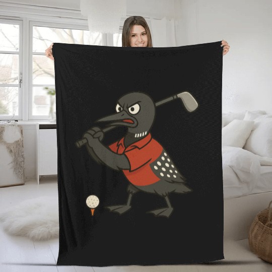 Angry Golf Loon Fleece Blankets