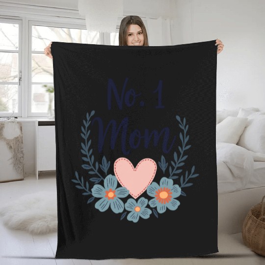 Best Mom No 1 Mom - Heart & Flowers Gift Idea Fleece Blankets