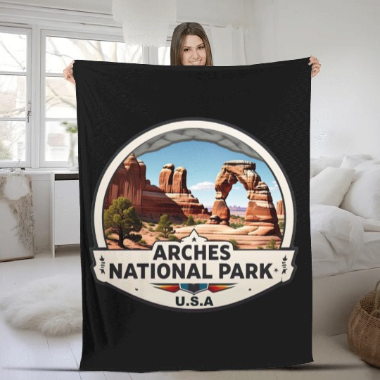 Arches National Park USA Logo Fleece Blankets