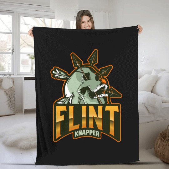 Flint Knapper Skull and Arrows Fleece Blankets