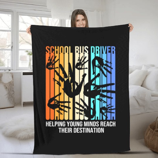 School Bus Driver Fleece Blankets