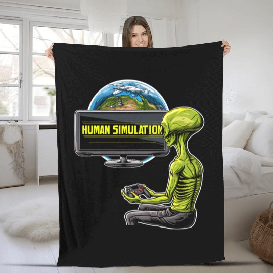 Human Simulation Fleece Blankets Alien Earth Extraterrestrial