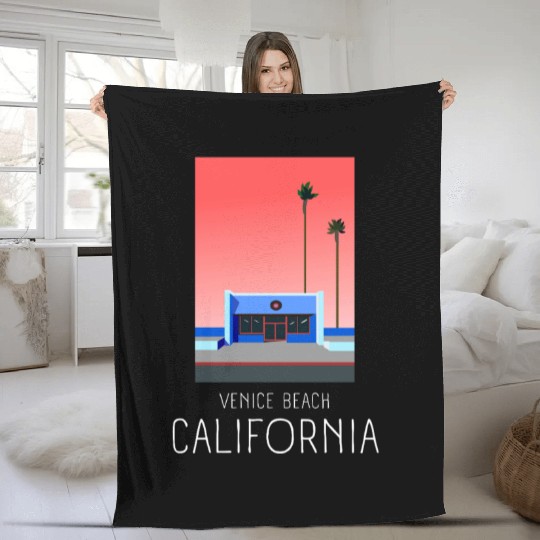 Retro Venice Beach California Fleece Blankets