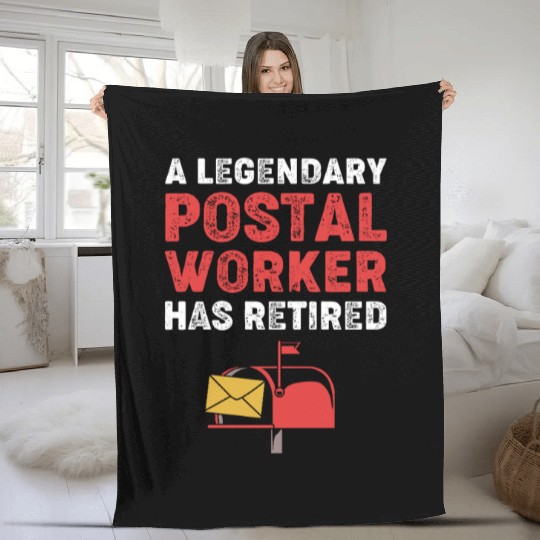Retired Postal Worker Mailman Fleece Blankets