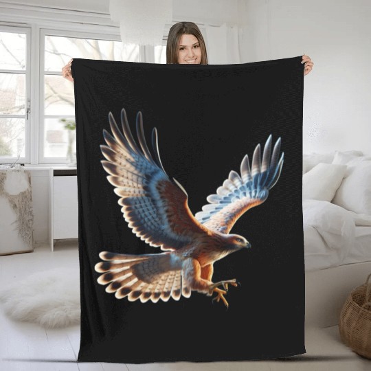 Majestic Hawk Flight Fleece Blankets
