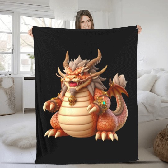 Golden Majesty Dragon Fleece Blankets
