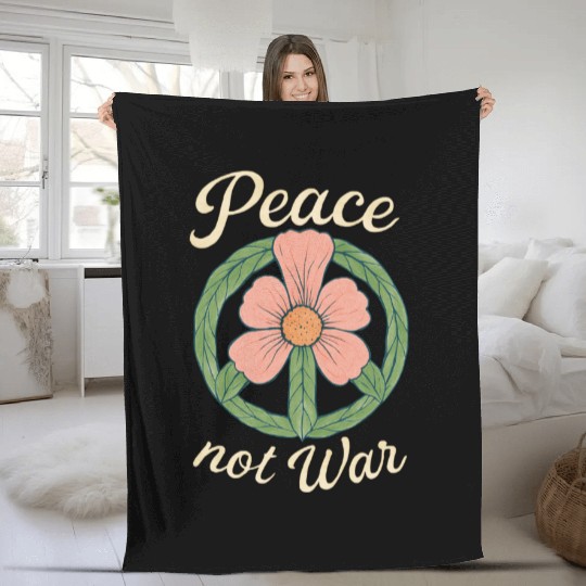 Peace Not War Graffiti Art Flower Power Fleece Blankets