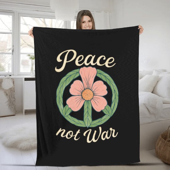 Peace Not War Graffiti Art Flower Power Fleece Blankets