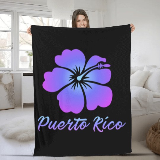Puerto Rico Hibiscus Fleece Blankets