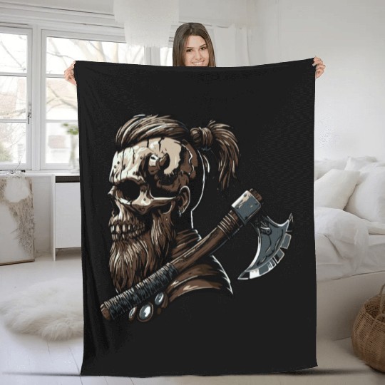 Viking Warrior Man Odin Thor Norman Walhalla Fleece Blankets